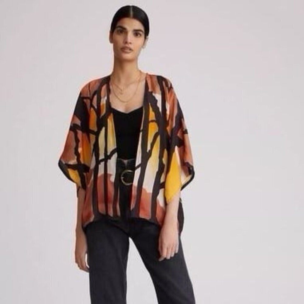 Mes Demoiselles draped silk kimono blouse